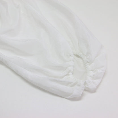 ドルマンパフスリーブブラウス / プルオーバー スタンドカラー 長袖 ギャザー シアー コットン ウォッシャブル