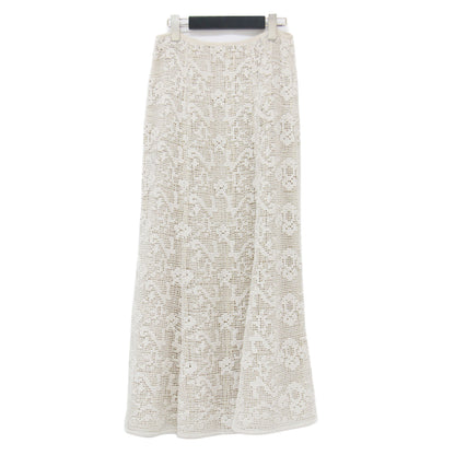 23秋冬 コットン レース スカート / COTTON LACE ロング丈 Aライン フレア 総柄 透かし編み サイドファスナー