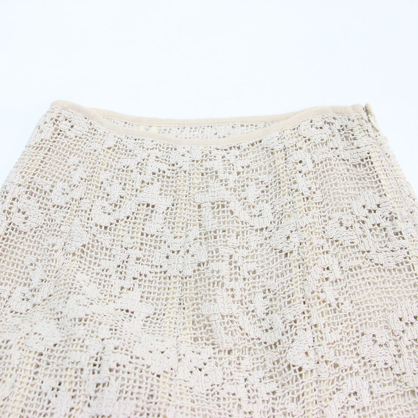23秋冬 コットン レース スカート / COTTON LACE ロング丈 Aライン フレア 総柄 透かし編み サイドファスナー
