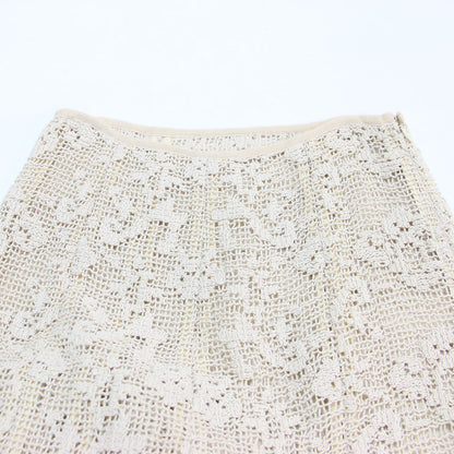 23秋冬 コットン レース スカート / COTTON LACE ロング丈 Aライン フレア 総柄 透かし編み サイドファスナー