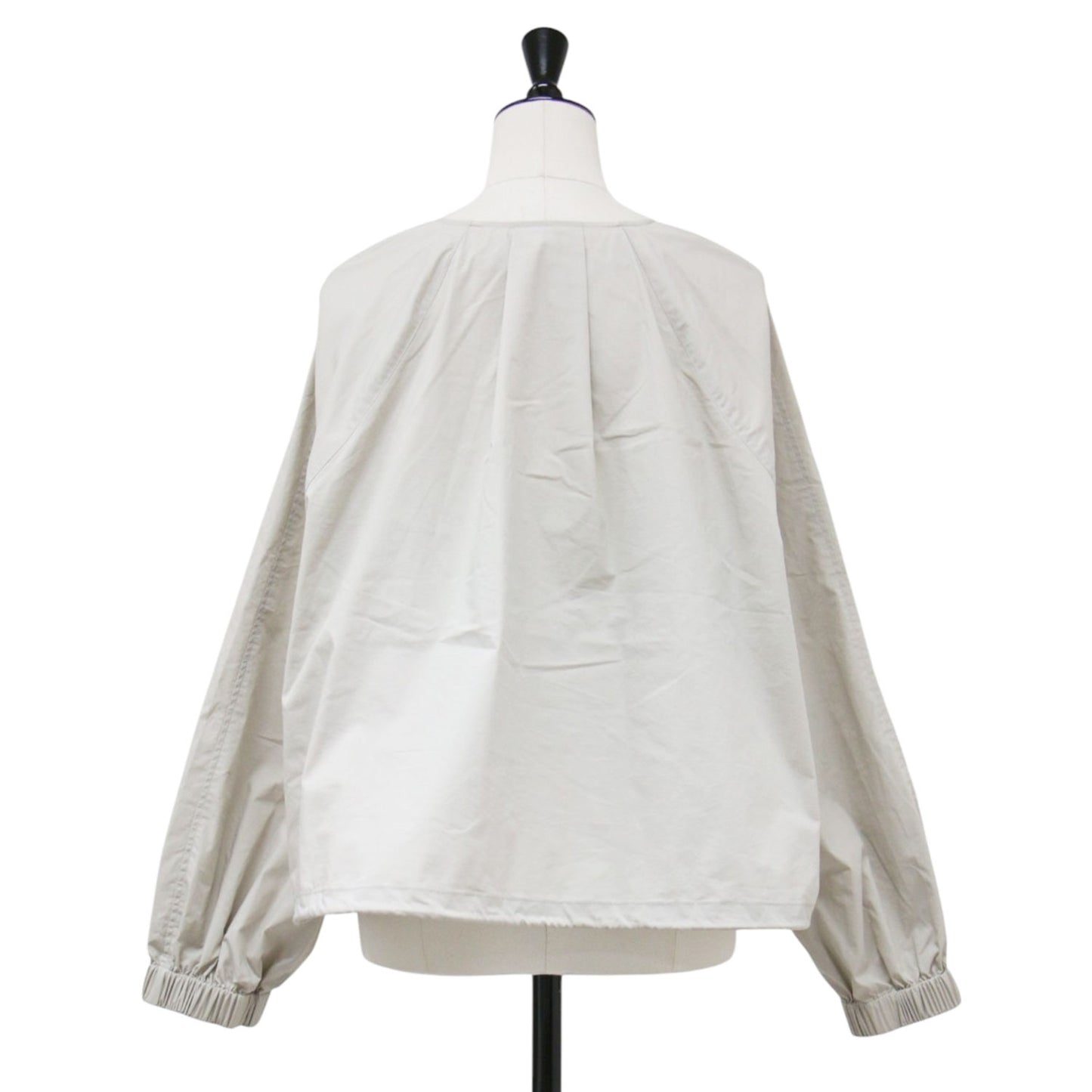 24秋冬 ノーカラー クロップド ジップアップブルゾン / TECH POPLIN ABILA ジャケット 長袖 クルーネック ラグラン ギャザー