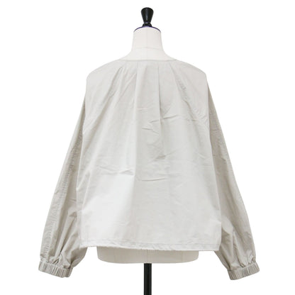 24秋冬 ノーカラー クロップド ジップアップブルゾン / TECH POPLIN ABILA ジャケット 長袖 クルーネック ラグラン ギャザー