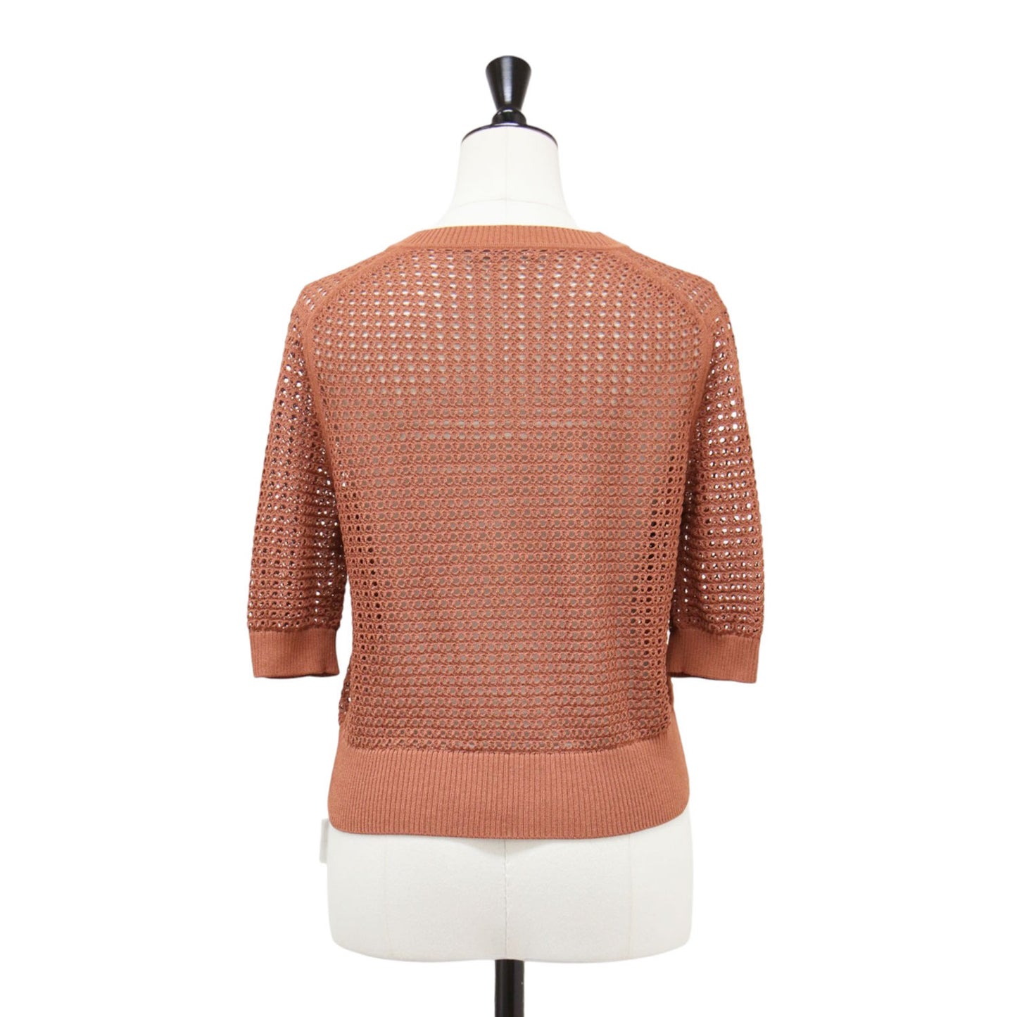 25春夏 ニット カーディガン / Suffork Oppo Cardigan 5分袖 半袖 ショート丈 クルーネック メッシュ編み 透かし編み ボクシーシルエット ウォッシャブル