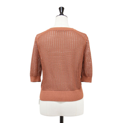 25春夏 ニット カーディガン / Suffork Oppo Cardigan 5分袖 半袖 ショート丈 クルーネック メッシュ編み 透かし編み ボクシーシルエット ウォッシャブル
