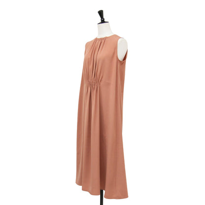 25春夏 スリーブレス ロング ドレス / Eva Vonia Dress ワンピース クルーネック センターギャザー Aライン フレアシルエット ジョーゼット ウォッシャブル
