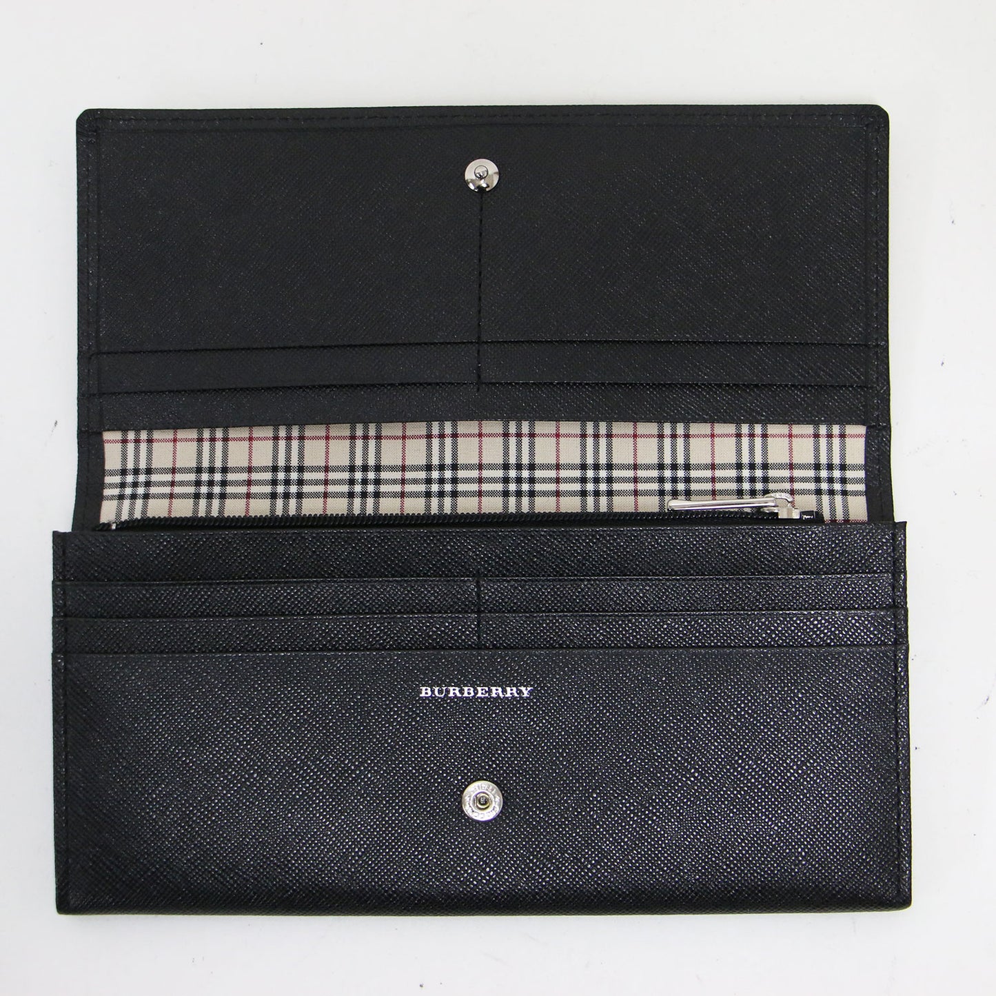 レザー フラップ ロングウォレット / 長財布 ノバチェック柄 ロゴ