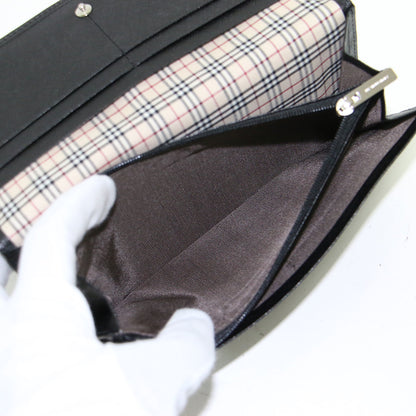 レザー フラップ ロングウォレット / 長財布 ノバチェック柄 ロゴ