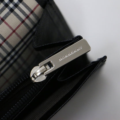 レザー フラップ ロングウォレット / 長財布 ノバチェック柄 ロゴ