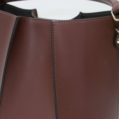 22秋冬 バケツバッグ / BUCKETS BAG COFFEE ショルダーバッグ 2way ワンドル ポーチ付き ステッチ レザー