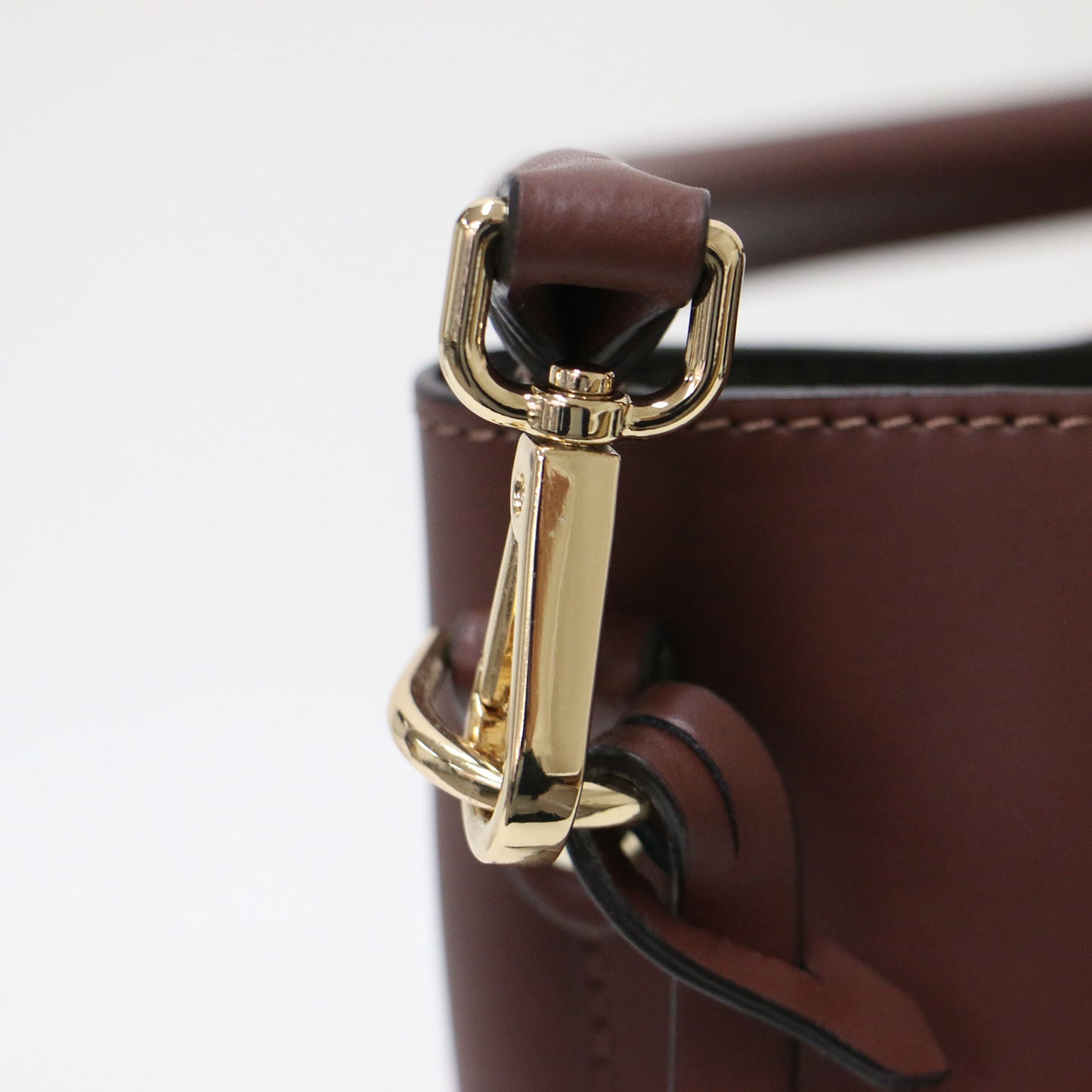 22秋冬 バケツバッグ / BUCKETS BAG COFFEE ショルダーバッグ 2way ワンドル ポーチ付き ステッチ レザー