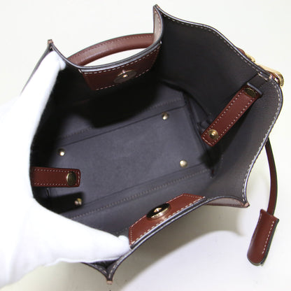 22秋冬 バケツバッグ / BUCKETS BAG COFFEE ショルダーバッグ 2way ワンドル ポーチ付き ステッチ レザー