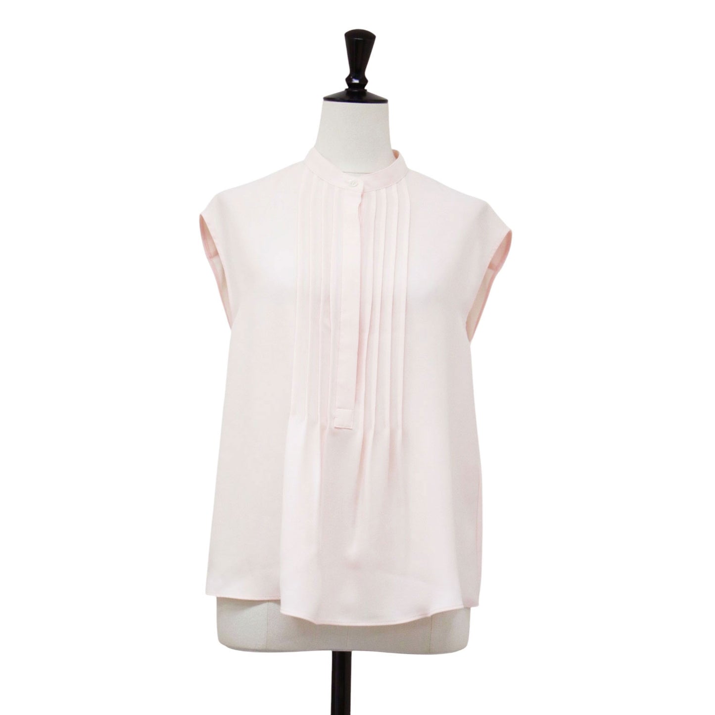 25春夏 バンドカラーシャツ / Marvine Lina Blouse ブラウス ノースリーブ 比翼ボタン タック シアー