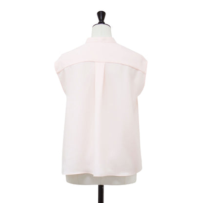 25春夏 バンドカラーシャツ / Marvine Lina Blouse ブラウス ノースリーブ 比翼ボタン タック シアー