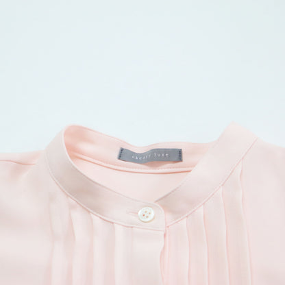 25春夏 バンドカラーシャツ / Marvine Lina Blouse ブラウス ノースリーブ 比翼ボタン タック シアー