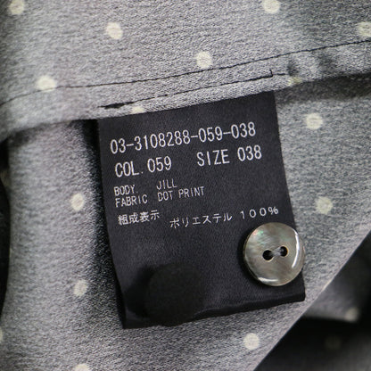 23春夏 ドットボウタイブラウス / DOTPRINT JILL プルオーバー 長袖 くるみボタン 比翼ボタン 総柄 バックサテン