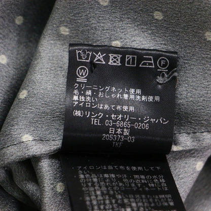 23春夏 ドットボウタイブラウス / DOTPRINT JILL プルオーバー 長袖 くるみボタン 比翼ボタン 総柄 バックサテン