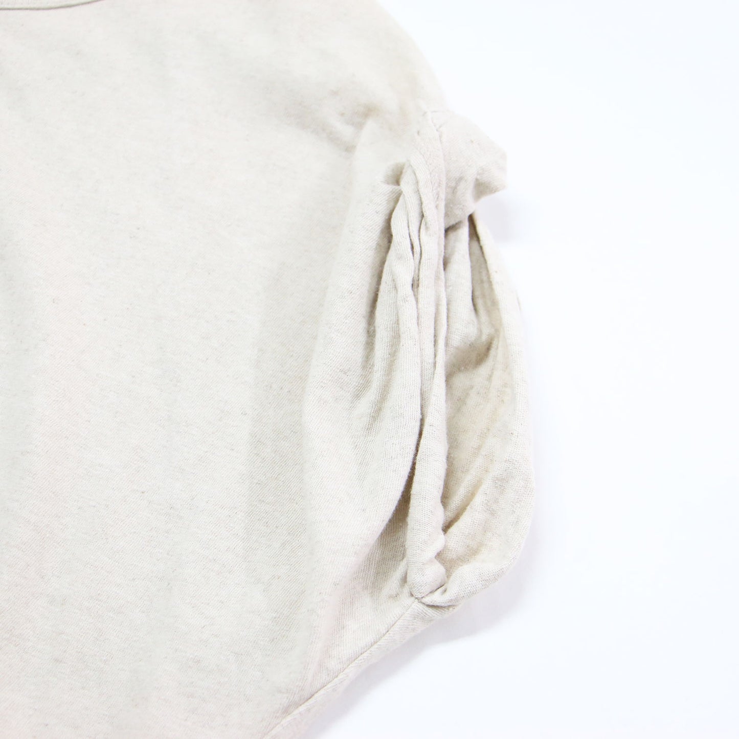 23春夏 リネン コットン Tシャツ / プルオーバー フレンチスリーブ クルーネック タック
