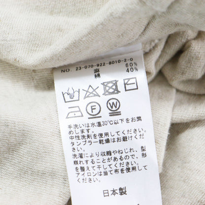 23春夏 リネン コットン Tシャツ / プルオーバー フレンチスリーブ クルーネック タック