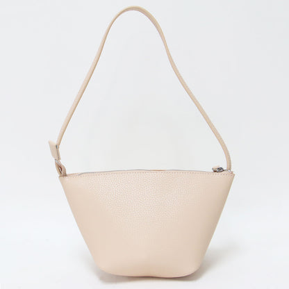 26春夏 SHRINK W FACE 舟形 ワンショルダーバッグ / 肩掛け シュリンクレザー シボ シルバー金具