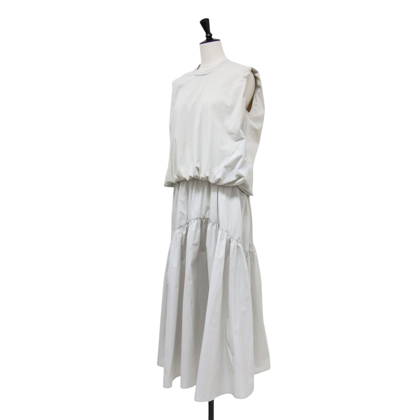 24春夏 カットセットワンピース / セットアップ ノースリーブ クルーネック Aライン フレア ティアード ウエストゴム ウォッシャブル