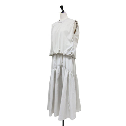 24春夏 カットセットワンピース / セットアップ ノースリーブ クルーネック Aライン フレア ティアード ウエストゴム ウォッシャブル