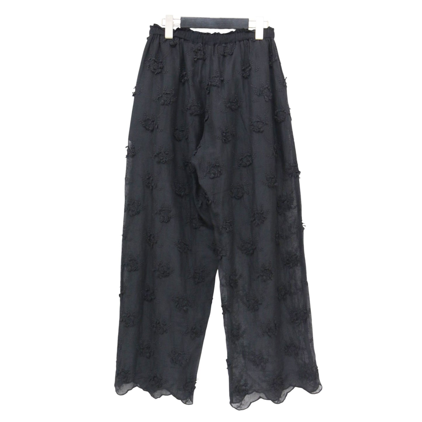25春夏 コットン シアー エンブロイダリー パンツ / sheerv cotton 3D embroidery pants ワイドパンツ ウエストゴム 花柄 刺繍