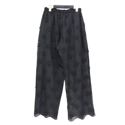 25春夏 コットン シアー エンブロイダリー パンツ / sheerv cotton 3D embroidery pants ワイドパンツ ウエストゴム 花柄 刺繍