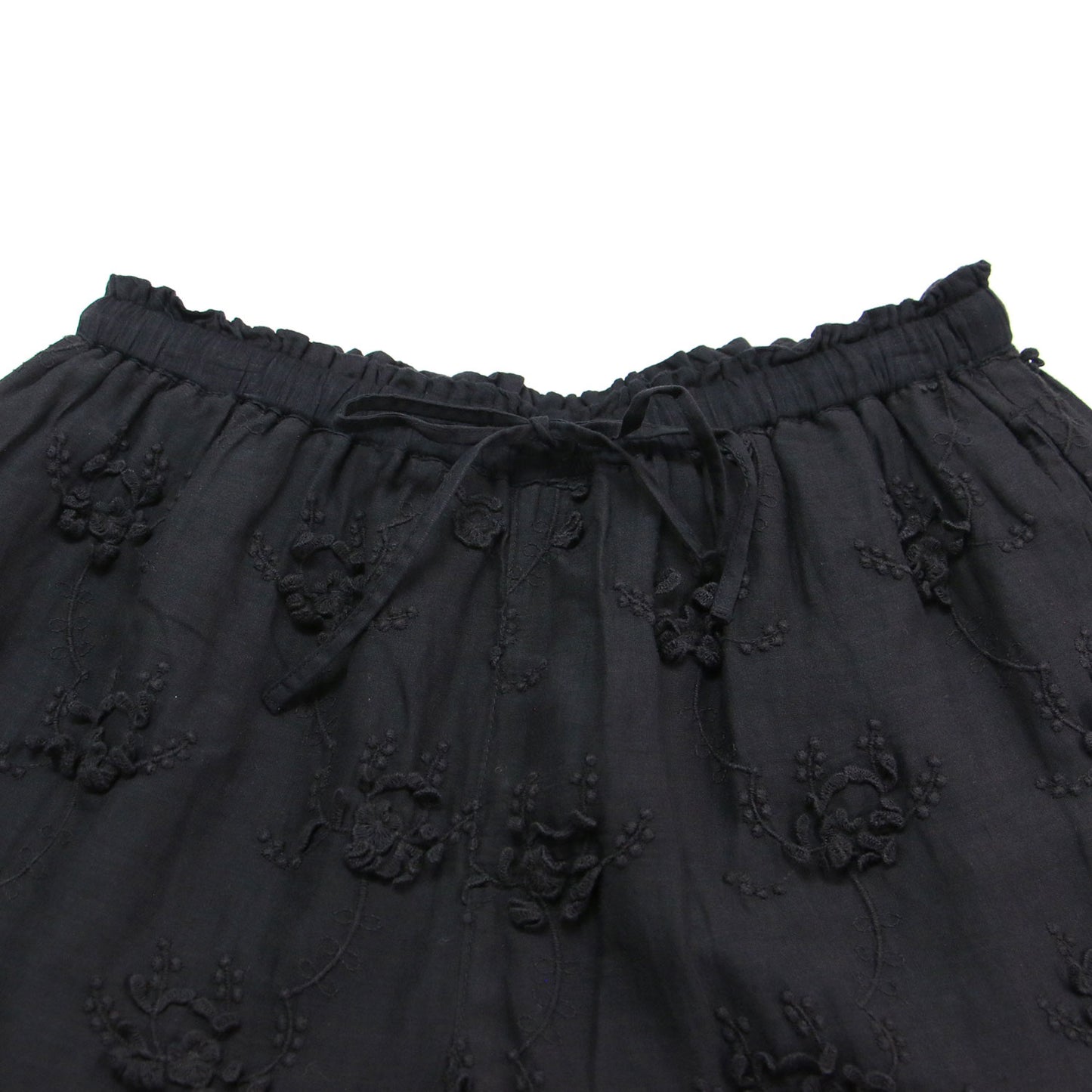 25春夏 コットン シアー エンブロイダリー パンツ / sheerv cotton 3D embroidery pants ワイドパンツ ウエストゴム 花柄 刺繍