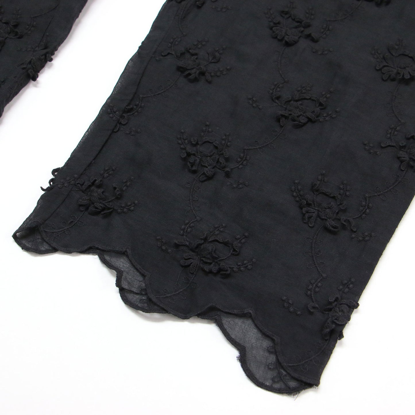 25春夏 コットン シアー エンブロイダリー パンツ / sheerv cotton 3D embroidery pants ワイドパンツ ウエストゴム 花柄 刺繍