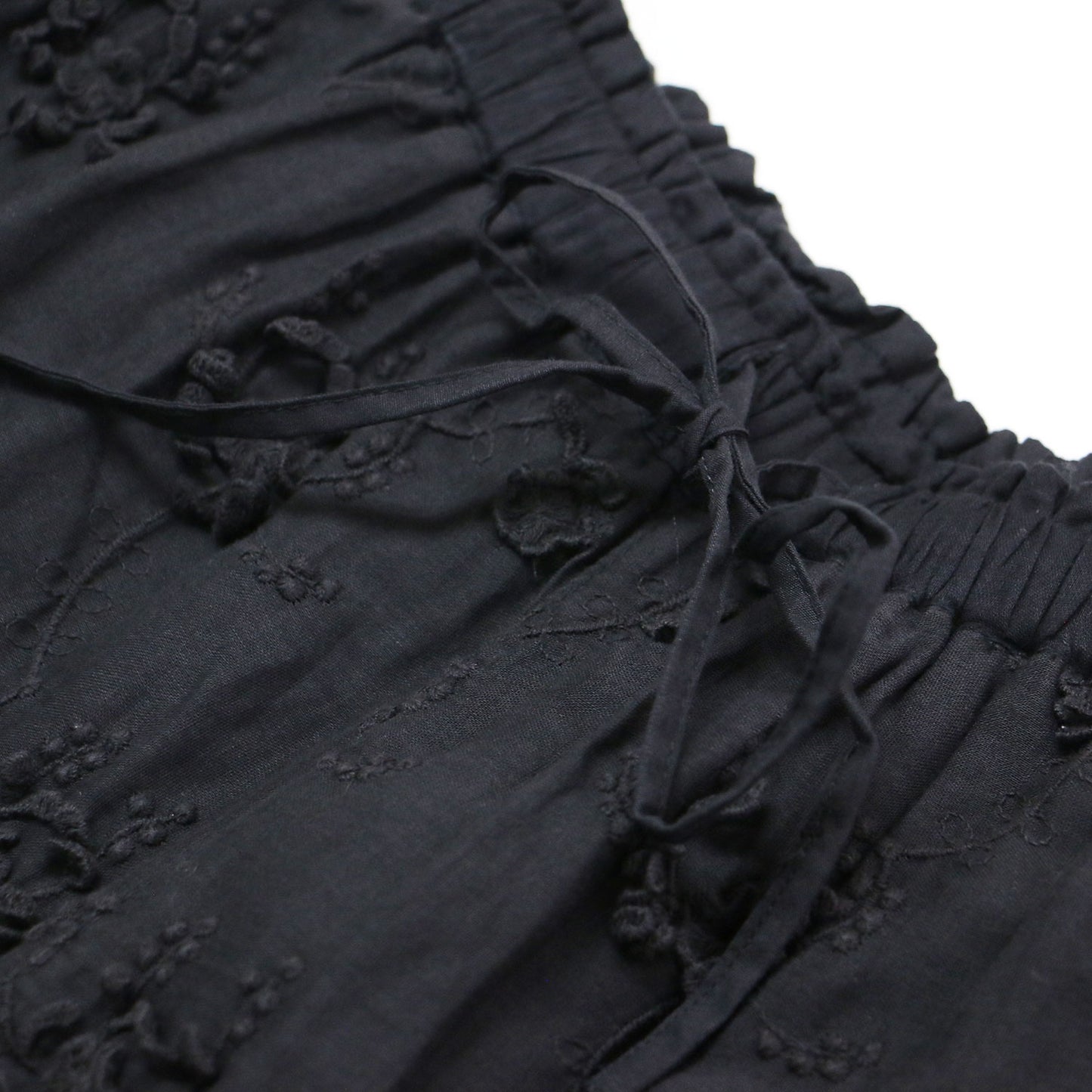 25春夏 コットン シアー エンブロイダリー パンツ / sheerv cotton 3D embroidery pants ワイドパンツ ウエストゴム 花柄 刺繍