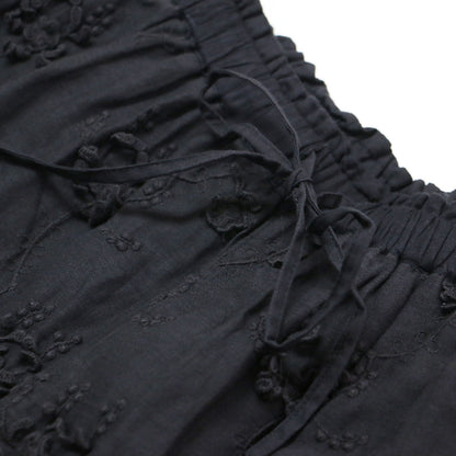 25春夏 コットン シアー エンブロイダリー パンツ / sheerv cotton 3D embroidery pants ワイドパンツ ウエストゴム 花柄 刺繍