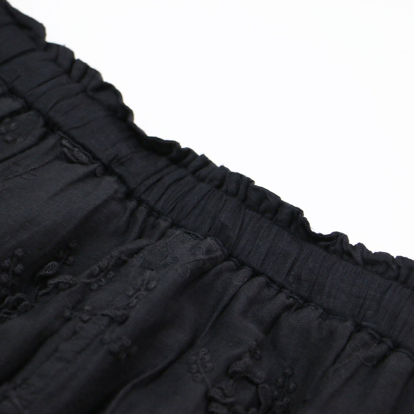 25春夏 コットン シアー エンブロイダリー パンツ / sheerv cotton 3D embroidery pants ワイドパンツ ウエストゴム 花柄 刺繍