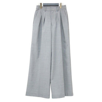 24春夏 ウォッシャブル ハイスペック トロピカルウール 2タック ワイドパンツ / スラックス センタープレス 2WAYストレッチ フラップポケット