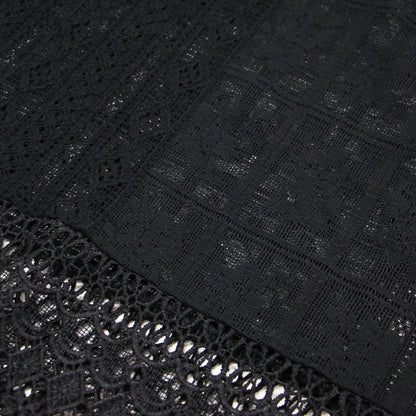 パッチワーク レース カフタンワンピース / ドレス 長袖 Vネック ロング丈 刺繍 Aライン コットン