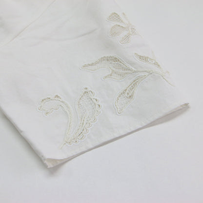 26春夏 コードエンブロイダリーシャツ / ブラウス 半袖 ワイド カットワーク刺繍 コットン リネン