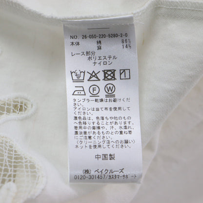26春夏 コードエンブロイダリーシャツ / ブラウス 半袖 ワイド カットワーク刺繍 コットン リネン