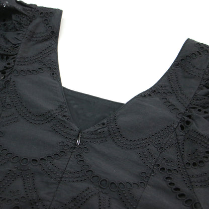 23春夏 コットン ドット ワンピース / COTTON VOILE DOT HEMLA DRESS ドレス ミモレ丈 スクエアネック 半袖 ボリュームスリーブ 凹凸 バックファスナー ウォッシャブル