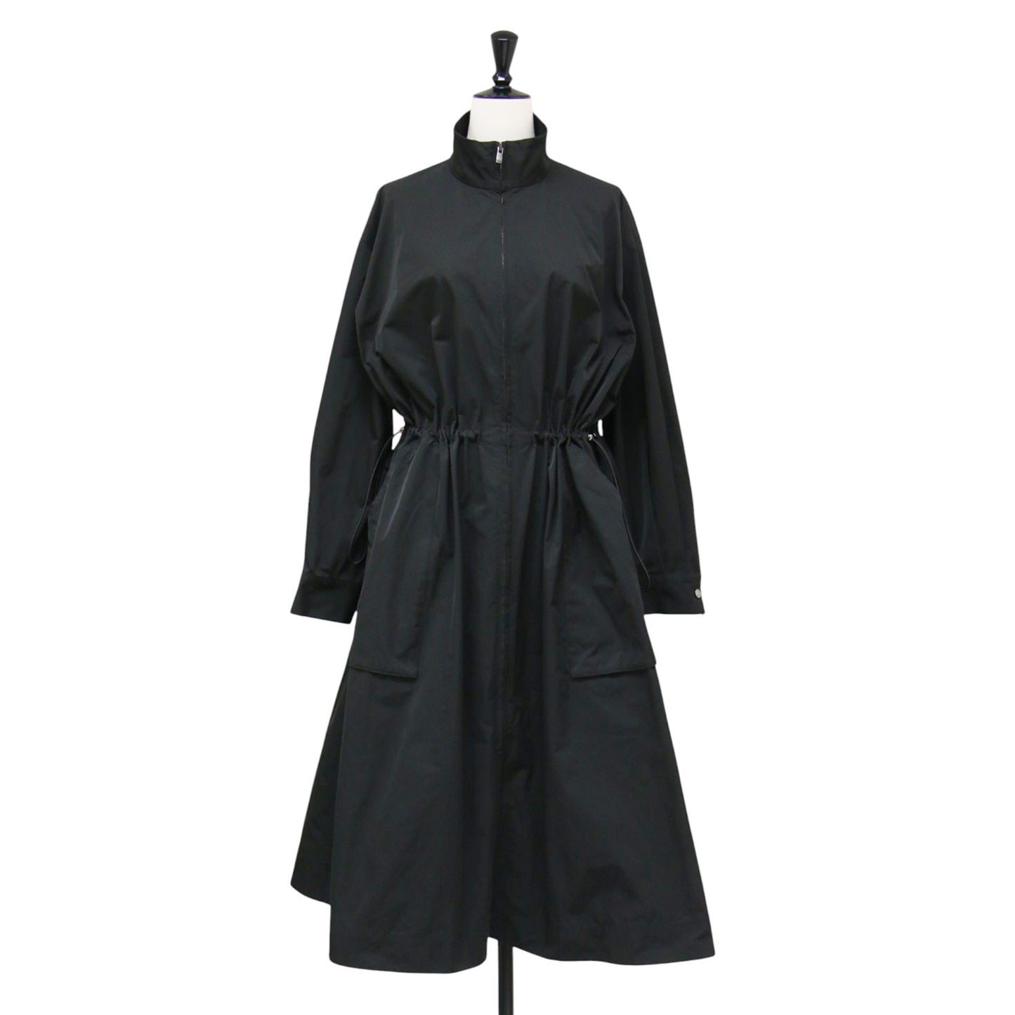24秋冬 ジップアップ ロングコート / LT Taffeta 3 Palize C スタンドカラー ドロストリング