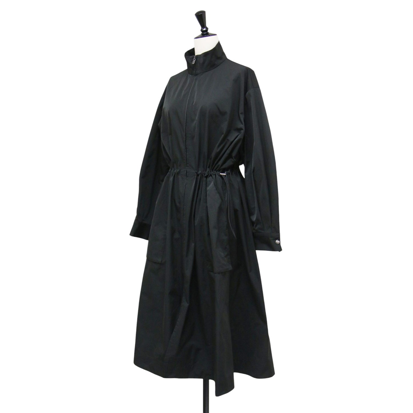 24秋冬 ジップアップ ロングコート / LT Taffeta 3 Palize C スタンドカラー ドロストリング