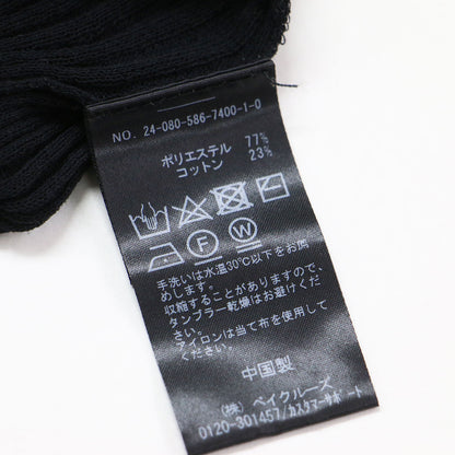 24春夏 襟付き リブプルオーバー / ニット 長袖 コンパクト ストレッチ コットン
