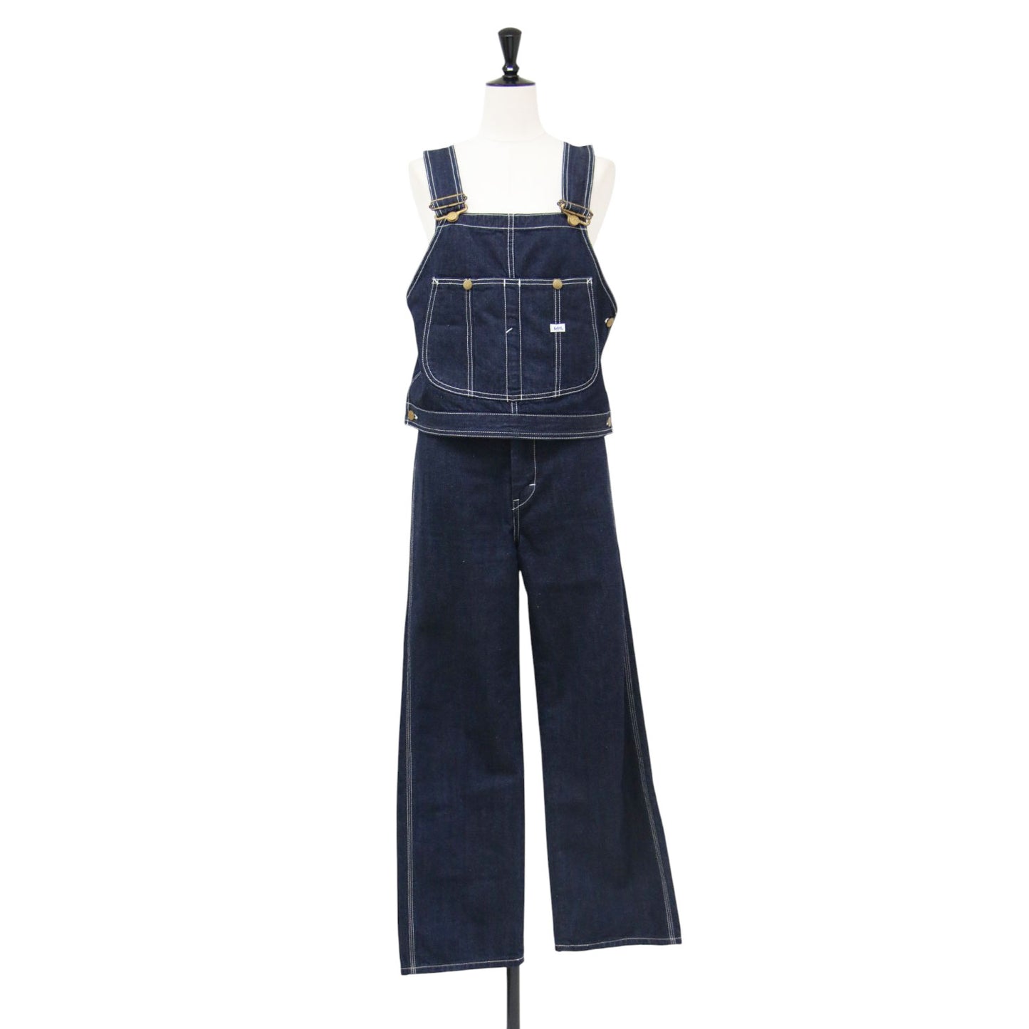 × Lee コラボ 23秋冬 デニムセットアップ / DENIM SET UP セパレート フルレングス ローライズ ビスチェ ノースリーブ ステッチ ブランドタグ コットン ウォッシャブル