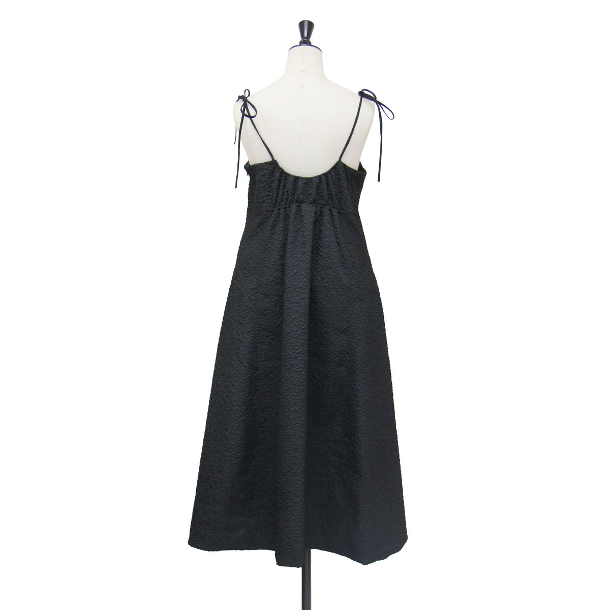 ジャガード キャミ ワンピース / Jacquard Cami OnePiece ドレス Aライン フレア ノースリーブ 2WAY 切替え サイドファスナー 凹凸 光沢