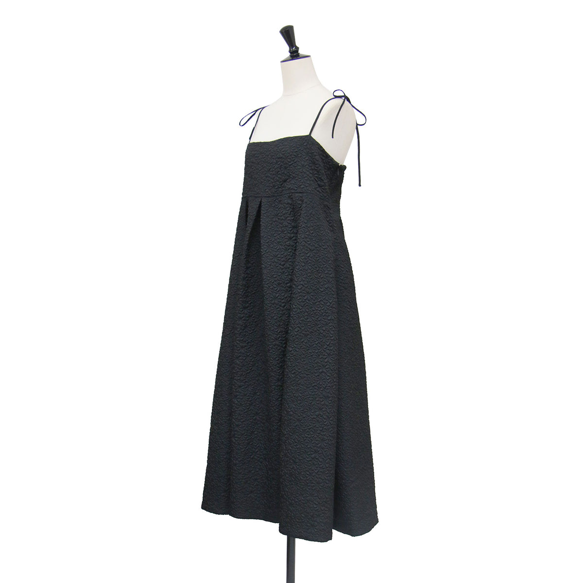 ジャガード キャミ ワンピース / Jacquard Cami OnePiece ドレス Aライン フレア ノースリーブ 2WAY 切替え サイドファスナー 凹凸 光沢