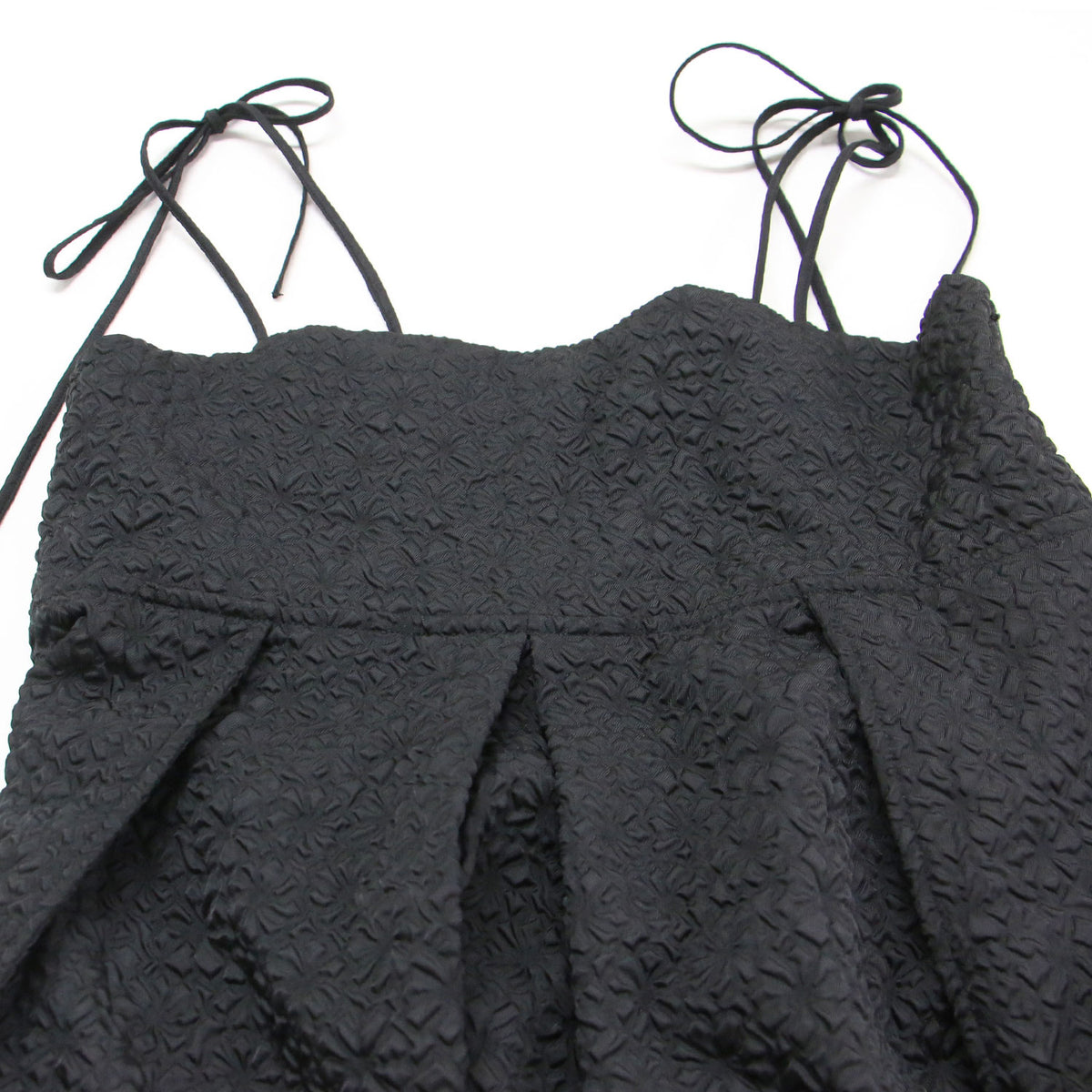 ジャガード キャミ ワンピース / Jacquard Cami OnePiece ドレス Aライン フレア ノースリーブ 2WAY 切替え サイドファスナー 凹凸 光沢