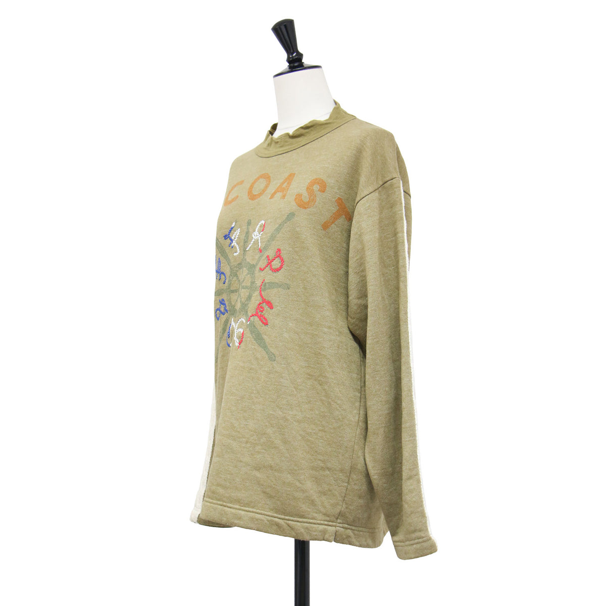 裏毛deロープロゴの908Tシャツ / プルオーバー ハイネック 長袖 プリント 刺繍 マリンモチーフ コットン ウォッシャブル