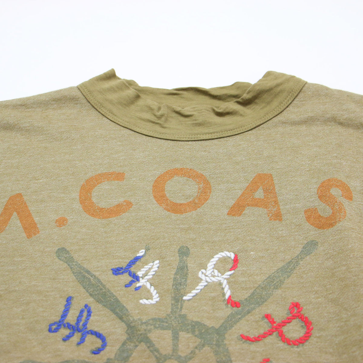 裏毛deロープロゴの908Tシャツ / プルオーバー ハイネック 長袖 プリント 刺繍 マリンモチーフ コットン ウォッシャブル