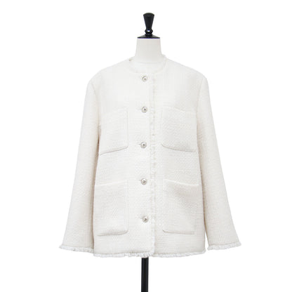 26春夏 オーバーサイズ ツイード ジャケット / Oversized tweed jacket ノーカラ―