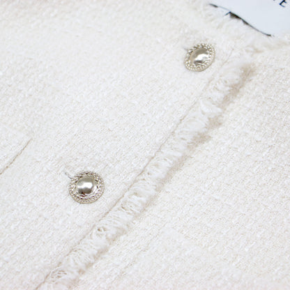 26春夏 オーバーサイズ ツイード ジャケット / Oversized tweed jacket ノーカラ―