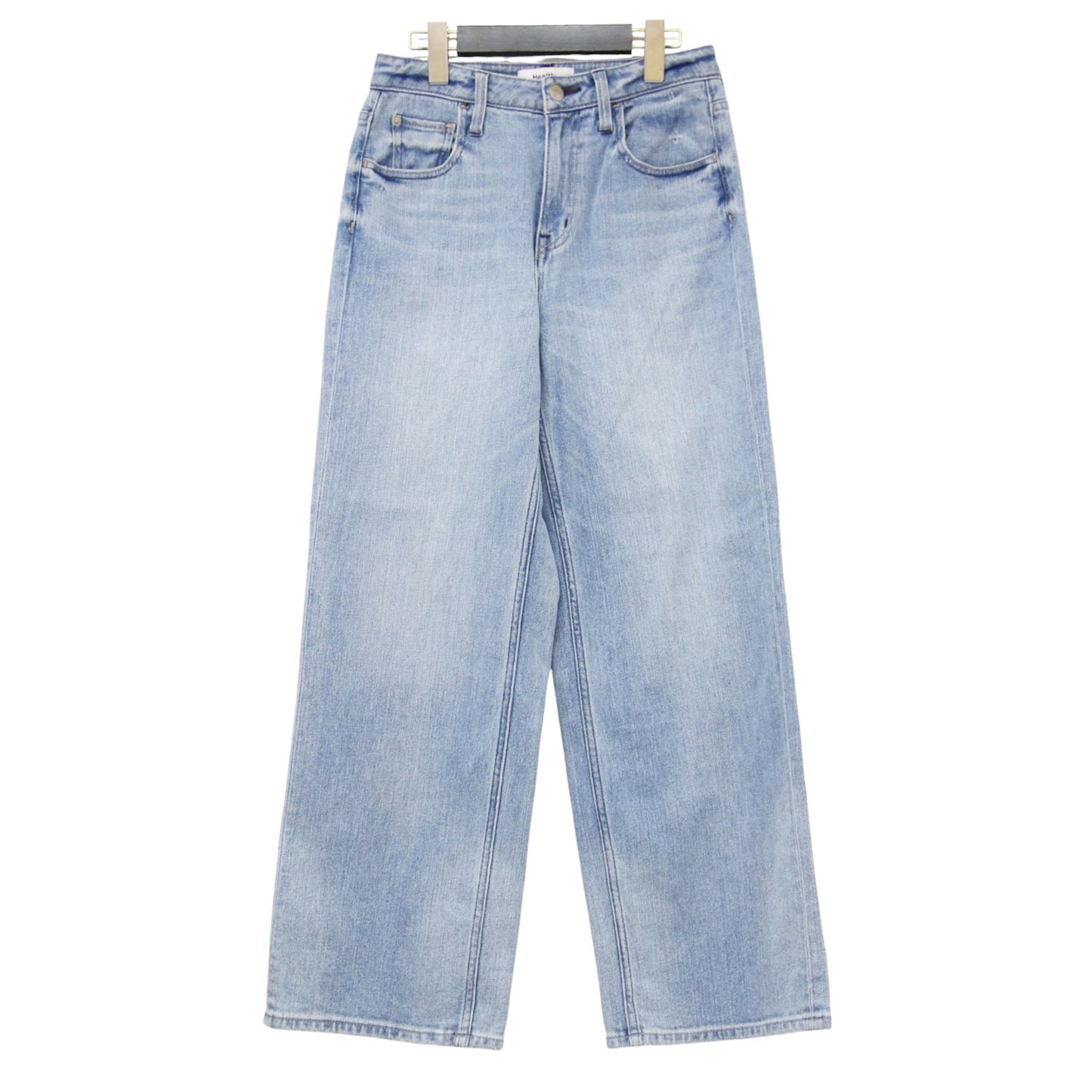 ミッドライズ ストレート デニムパンツ / Poplar Midrise ワイド ストレッチ USED加工