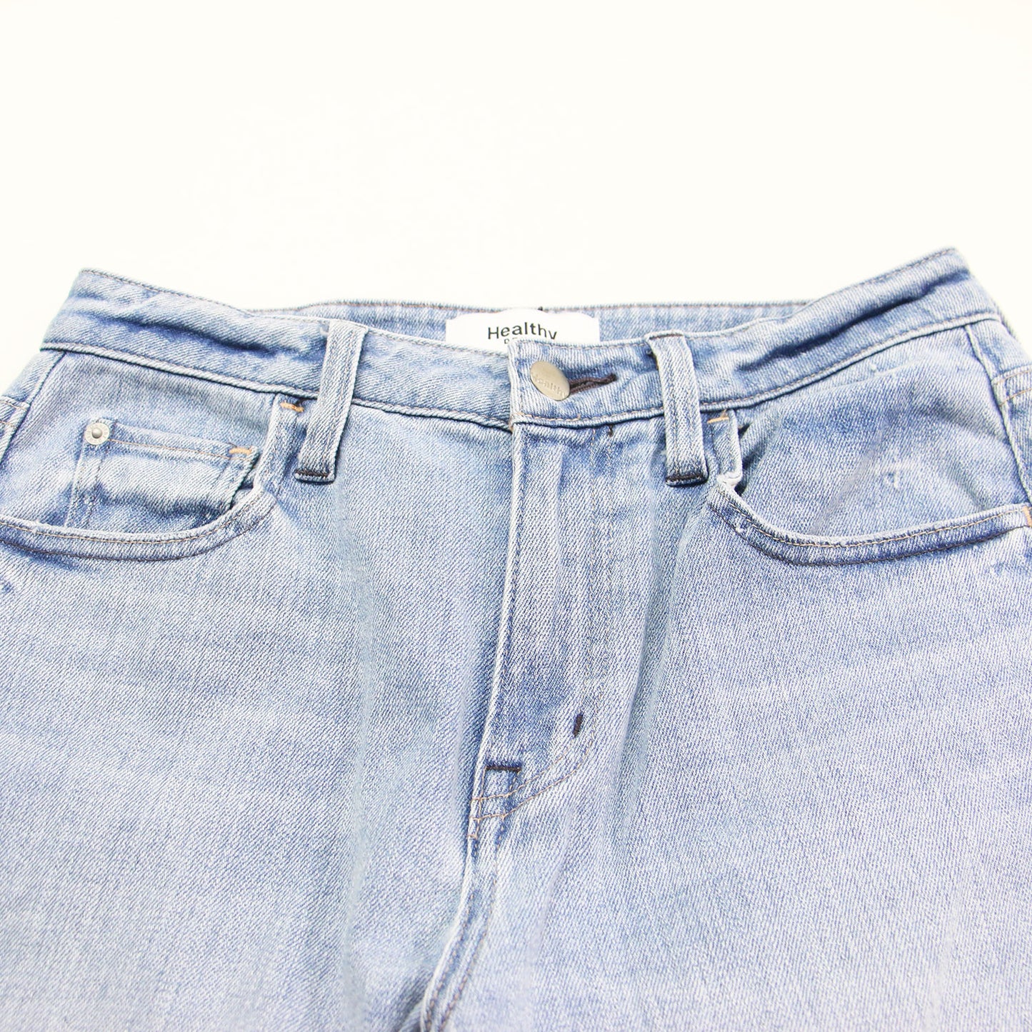 ミッドライズ ストレート デニムパンツ / Poplar Midrise ワイド ストレッチ USED加工
